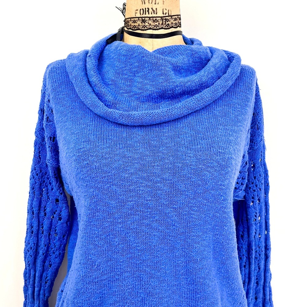 Chico's Womens L Crochet Sweater Fringe Cowl Neck Vintage Layering Retro - Picture 6 of 7